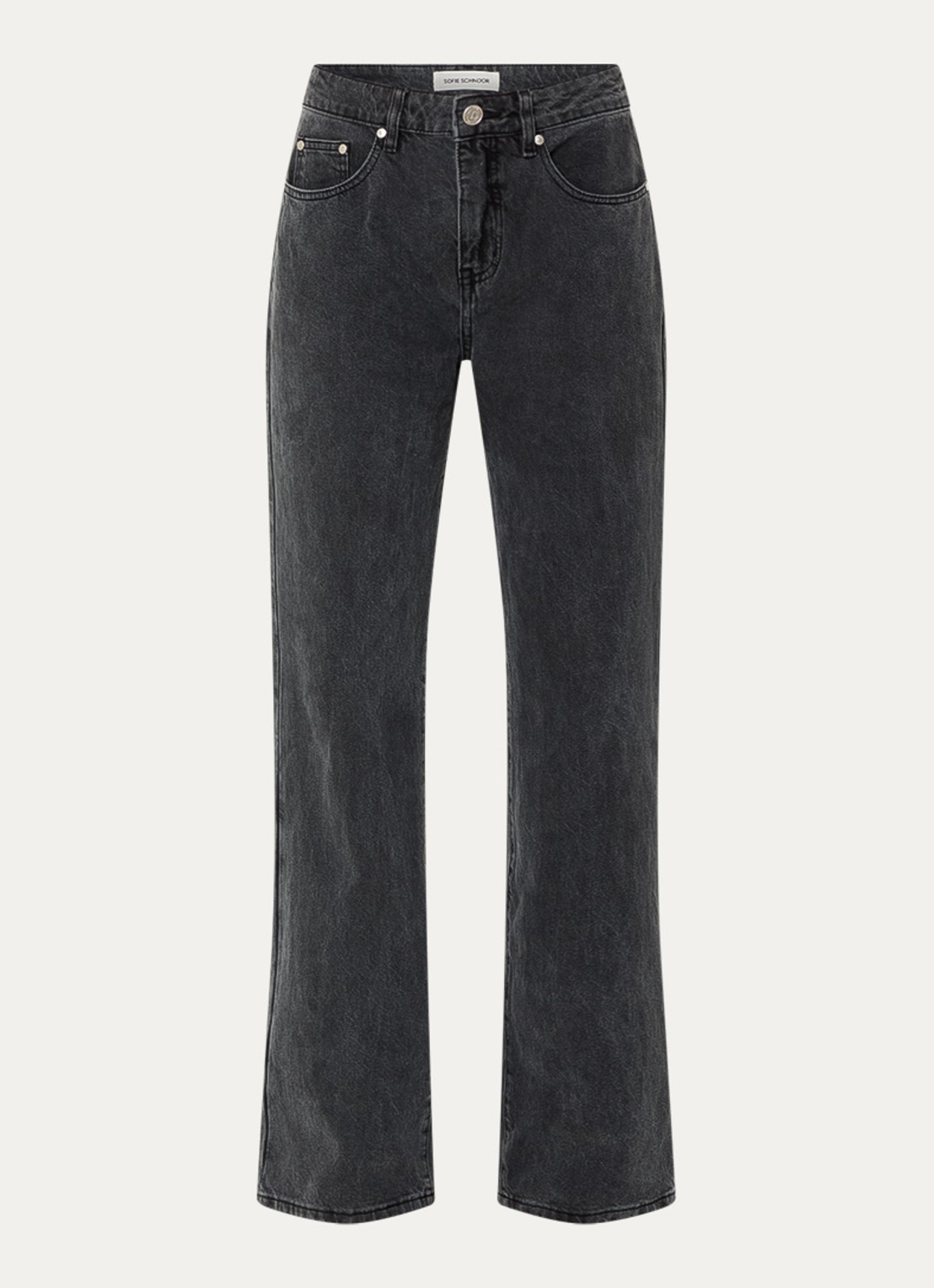 Sofie Schnoor Paris high waist loose fit jeans met steekzakken - voorkant 2 donkergrijs
