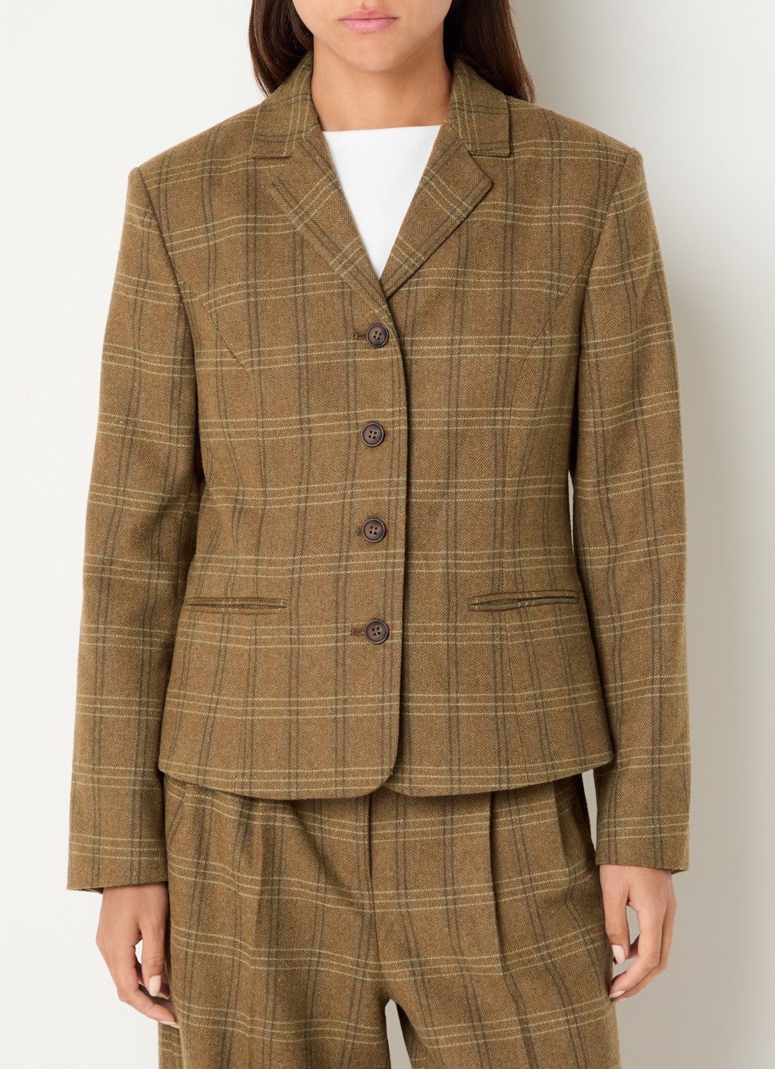 Sofie Schnoor Poppy blazer met ruitdessin en steekzakken - detail 3 bruin