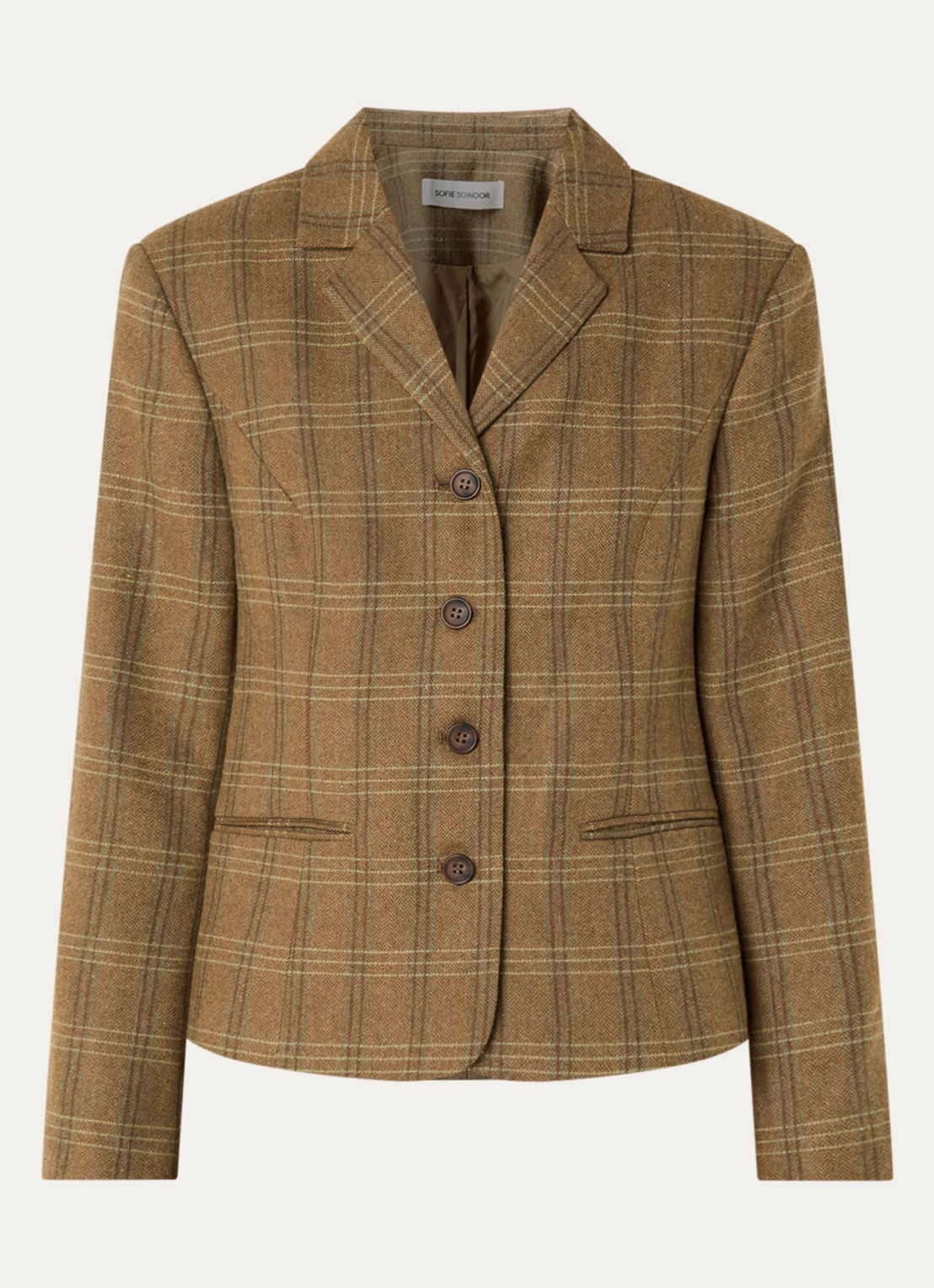 Sofie Schnoor Poppy blazer met ruitdessin en steekzakken - voorkant bruin