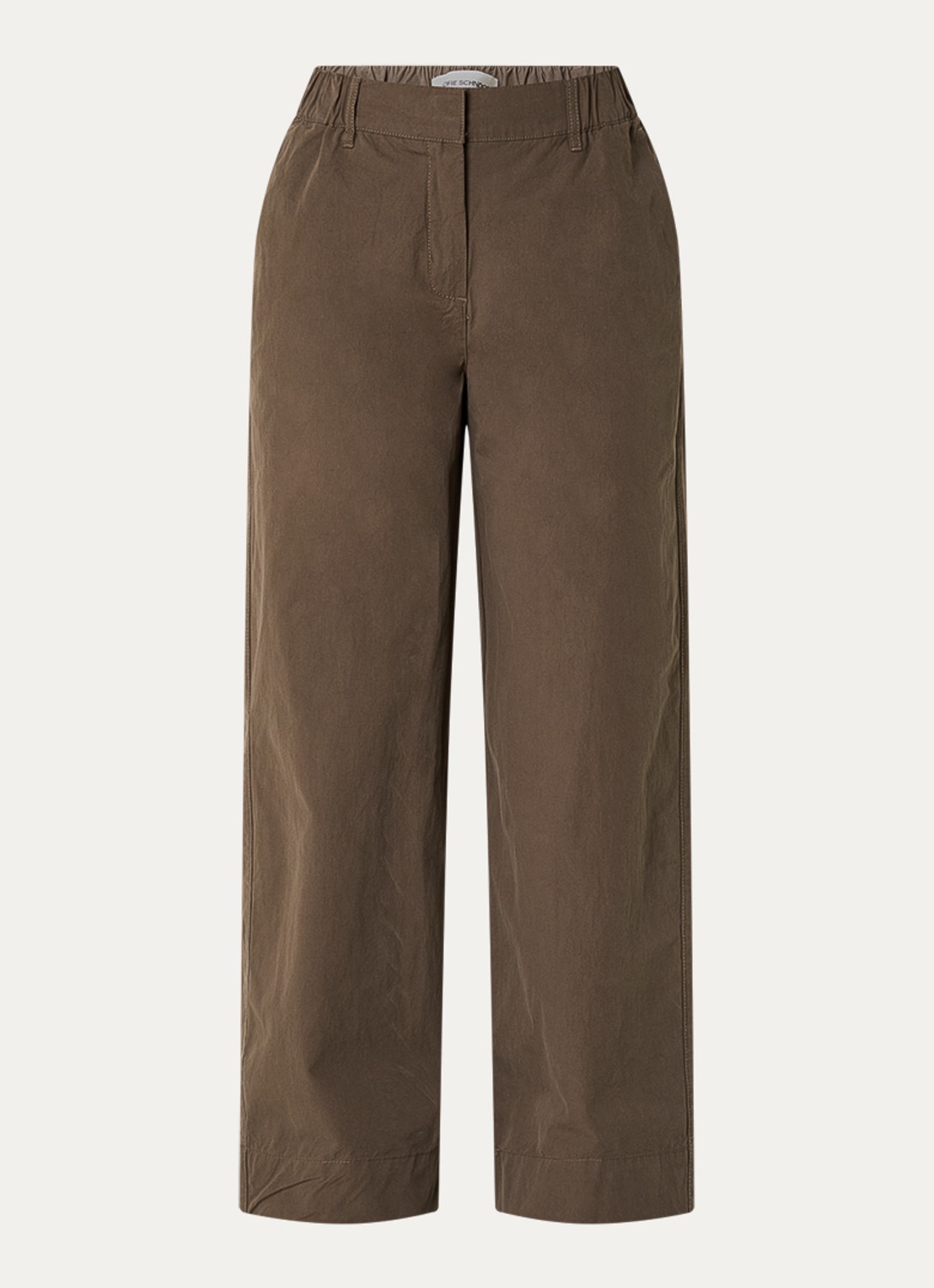 Sofie Schnoor Reinesw mid waist loose fit pantalon met 3D logoprint - voorkant 3 donkerbruin
