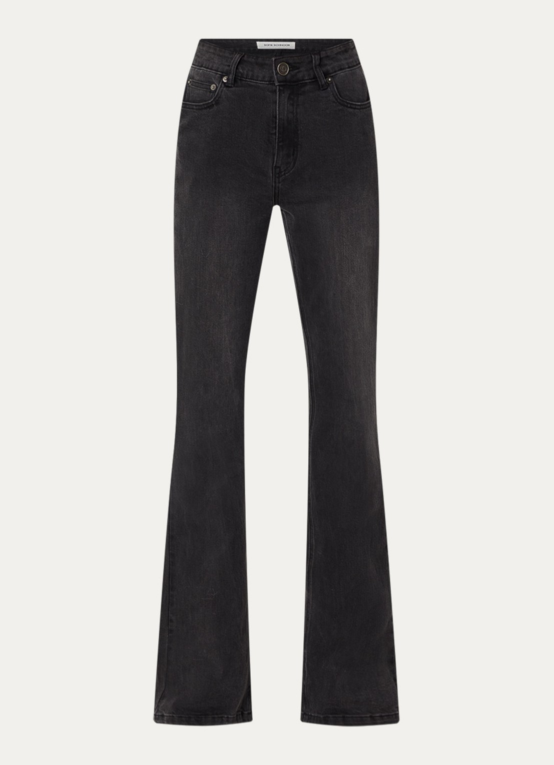 Sofie Schnoor Riga high waist flared jeans met gekleurde wassing - voorkant antraciet