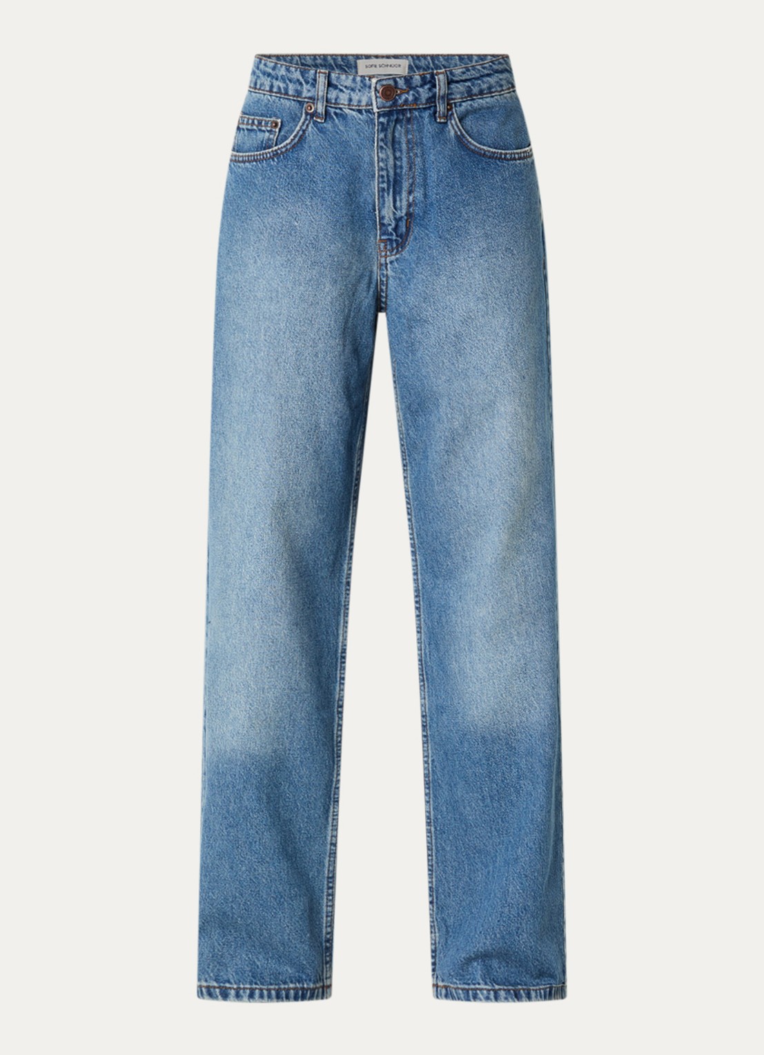 Sofie Schnoor Rios mid waist straight leg jeans met steekzakken - voorkant indigo