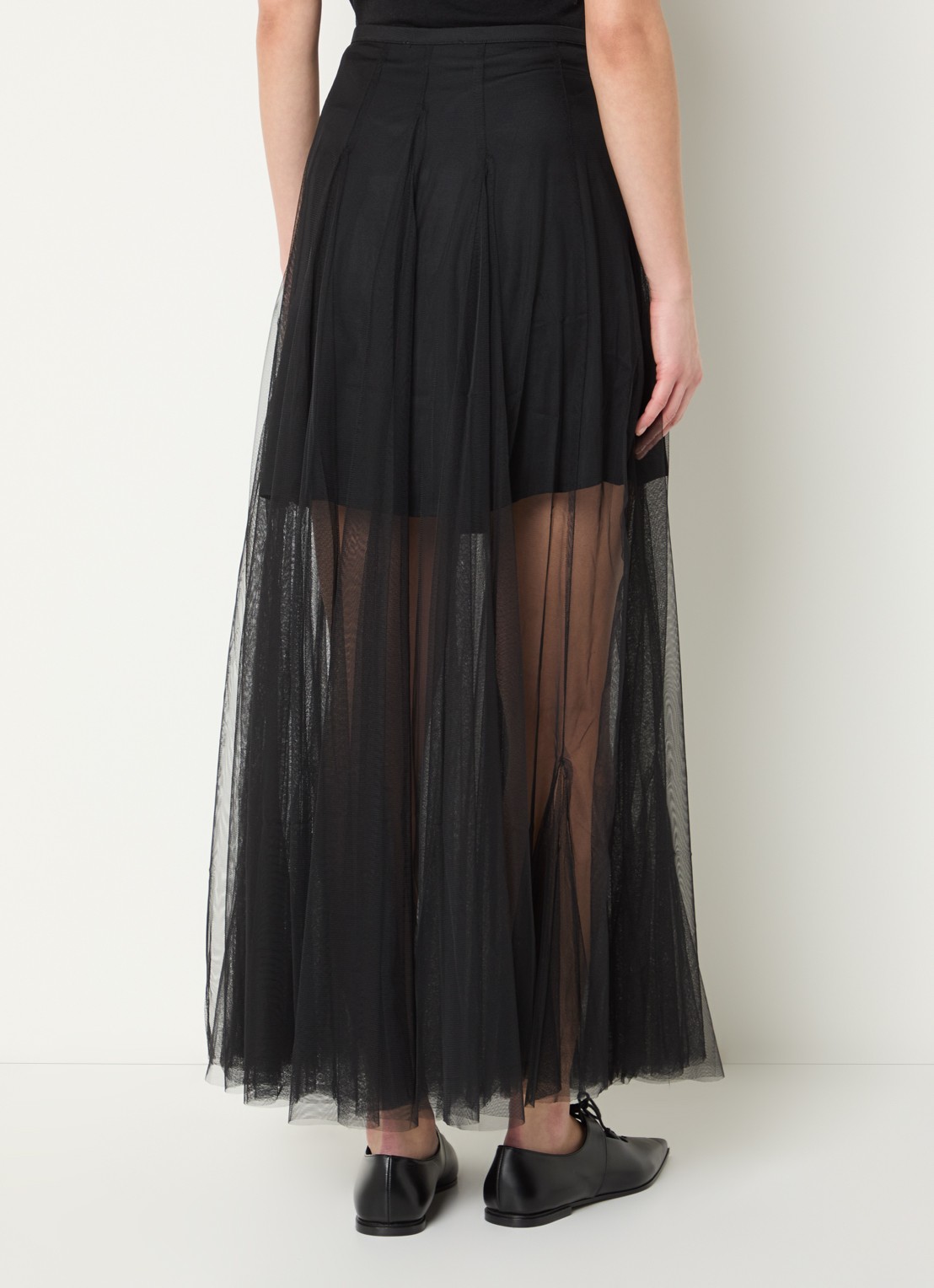 Sofie Schnoor Roasly semi-transparante maxi rok van mesh - achterkant zwart