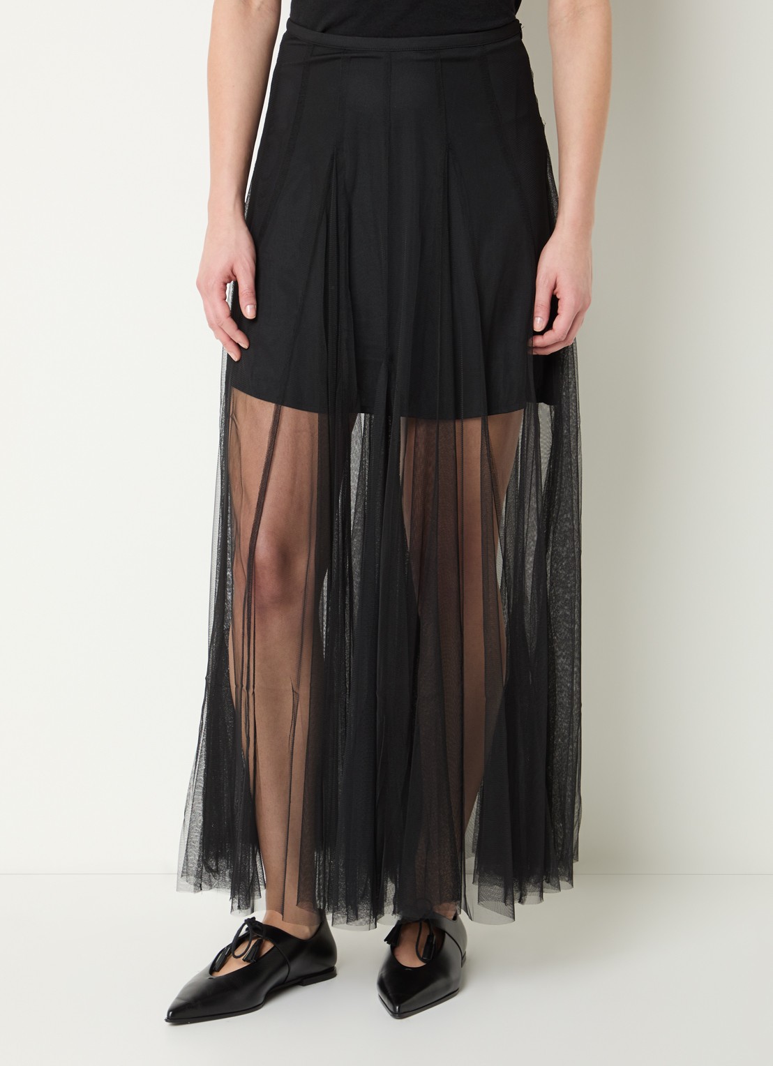 Sofie Schnoor Roasly semi-transparante maxi rok van mesh - detail 2 zwart