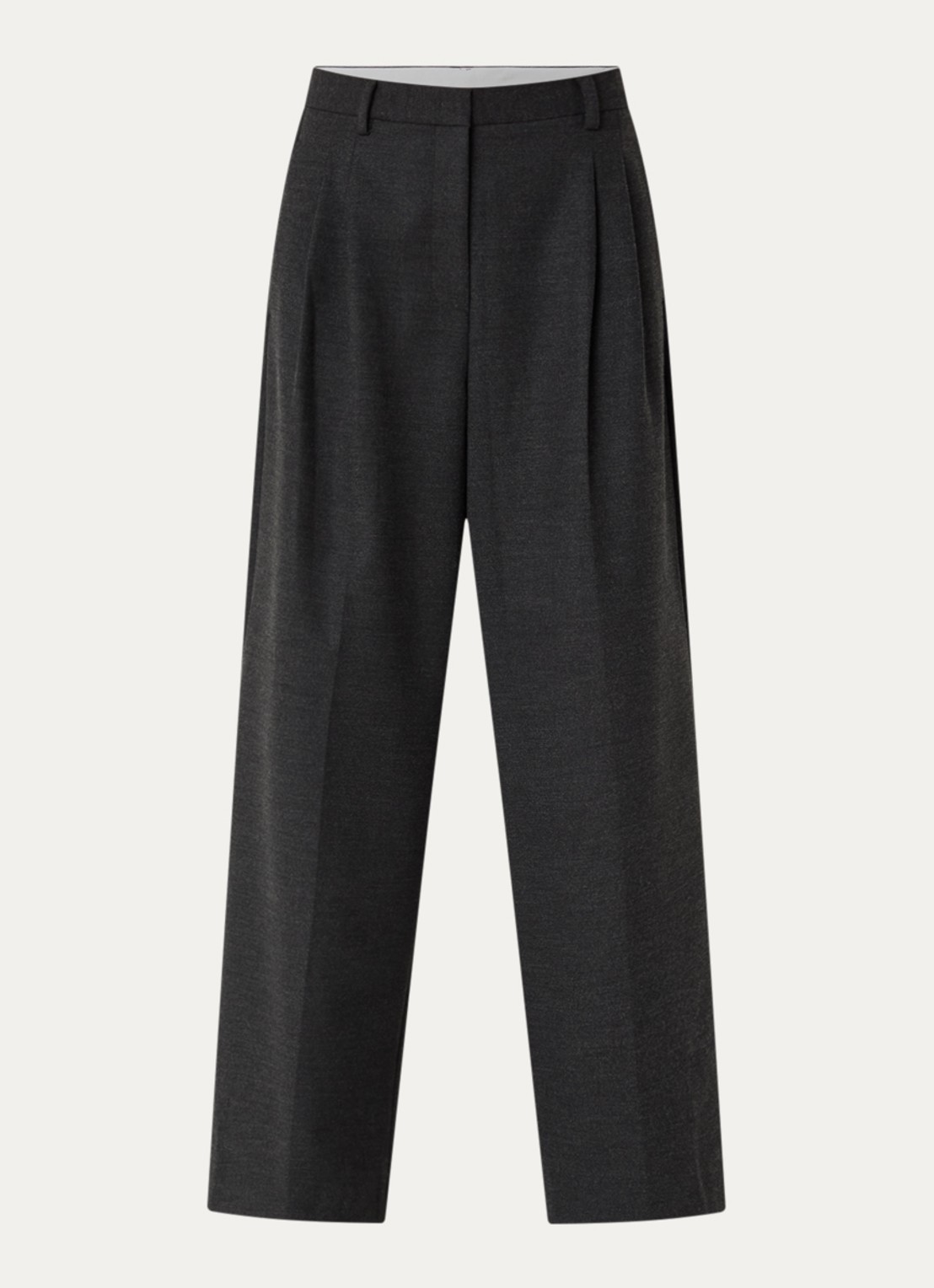 Sofie Schnoor Rosalinda high waist wide fit pantalon met steekzakken - voorkant 2 donkergrijs