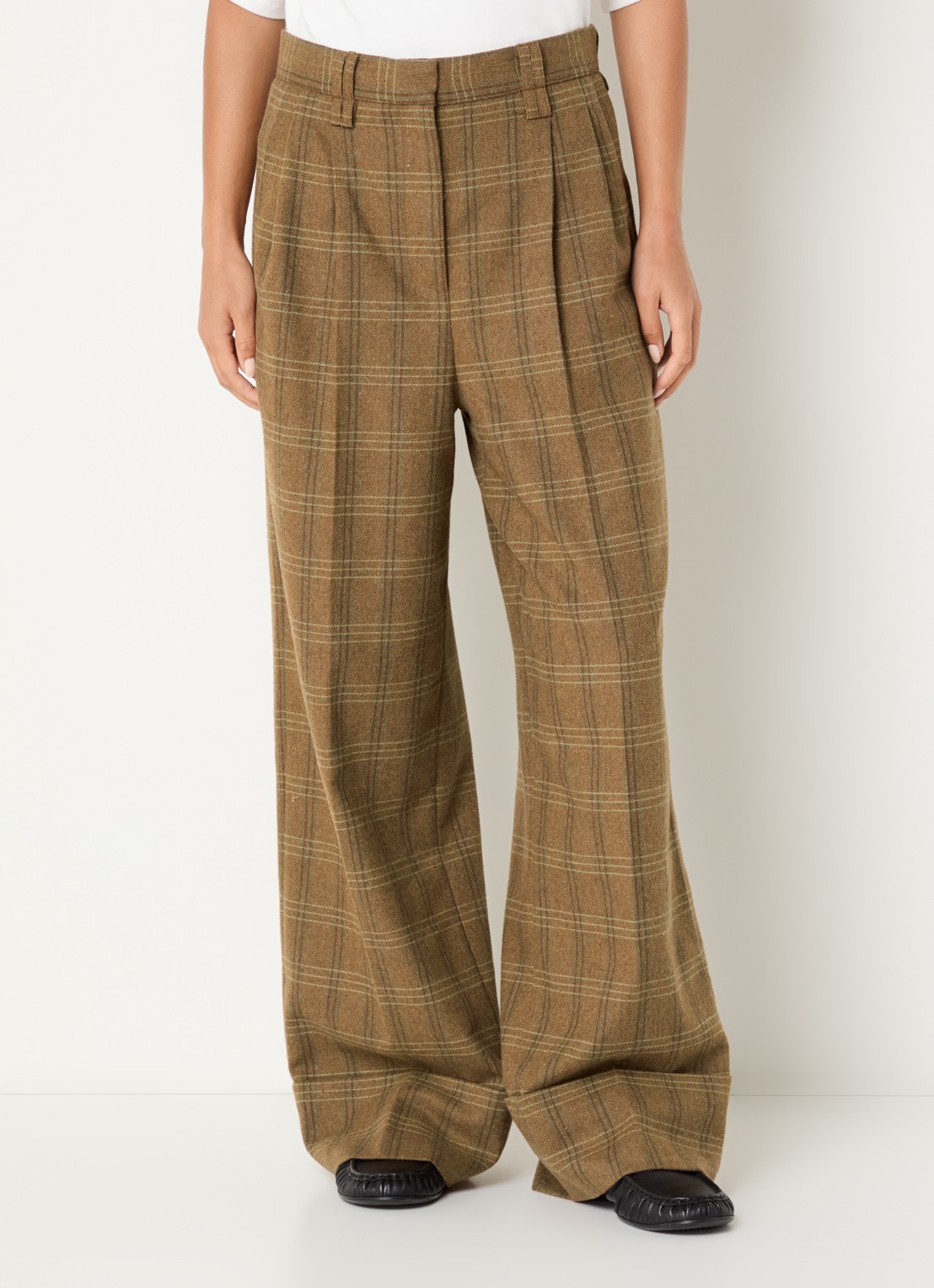 Sofie Schnoor Rosana high waist wide fit pantalon met steekzakken - detail bruin