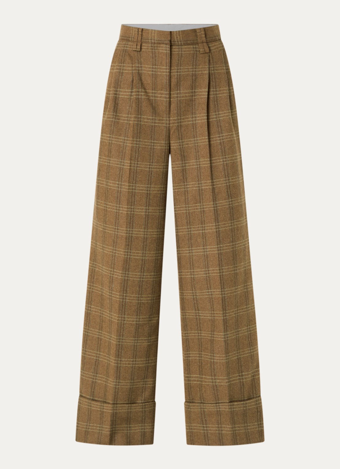 Sofie Schnoor Rosana high waist wide fit pantalon met steekzakken - voorkant 3 bruin