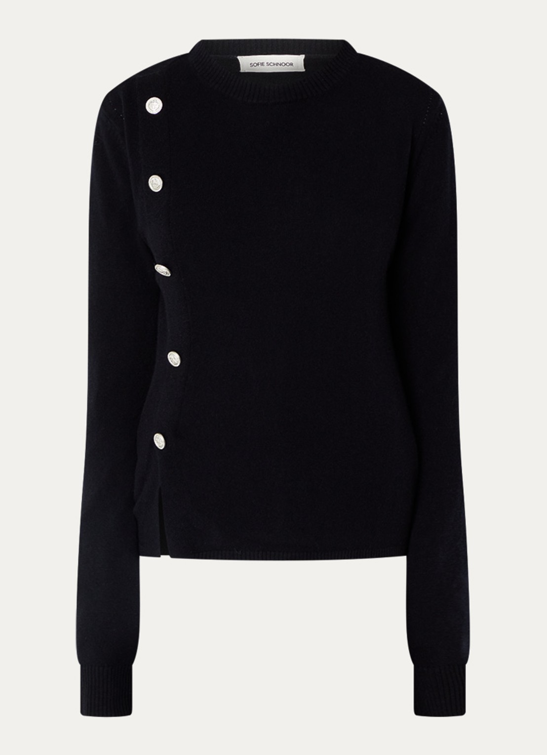 Sofie Schnoor Sai fijngebreide pullover met sierknopen - voorkant zwart