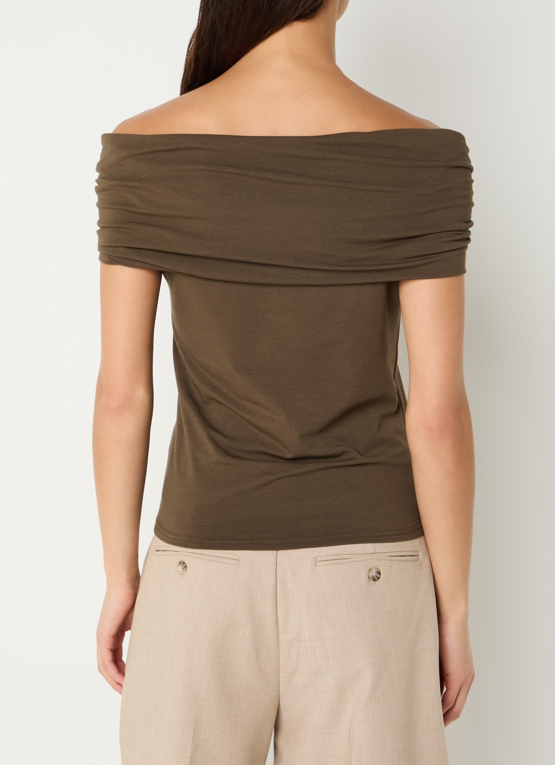 Sofie Schnoor Sinka off-shoulder top met stretch - achterkant bronsgroen