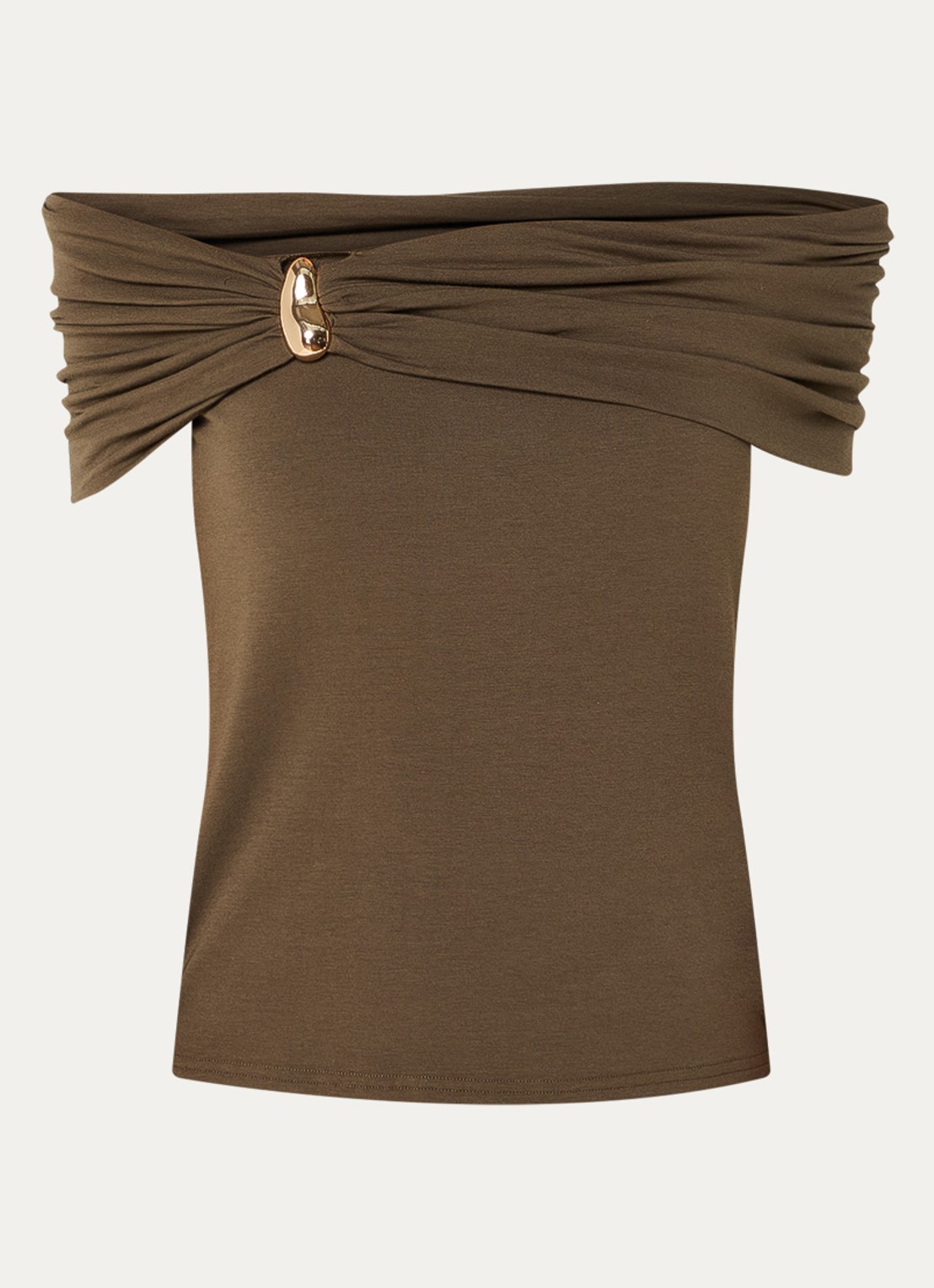 Sofie Schnoor Sinka off-shoulder top met stretch - voorkant 3 bronsgroen