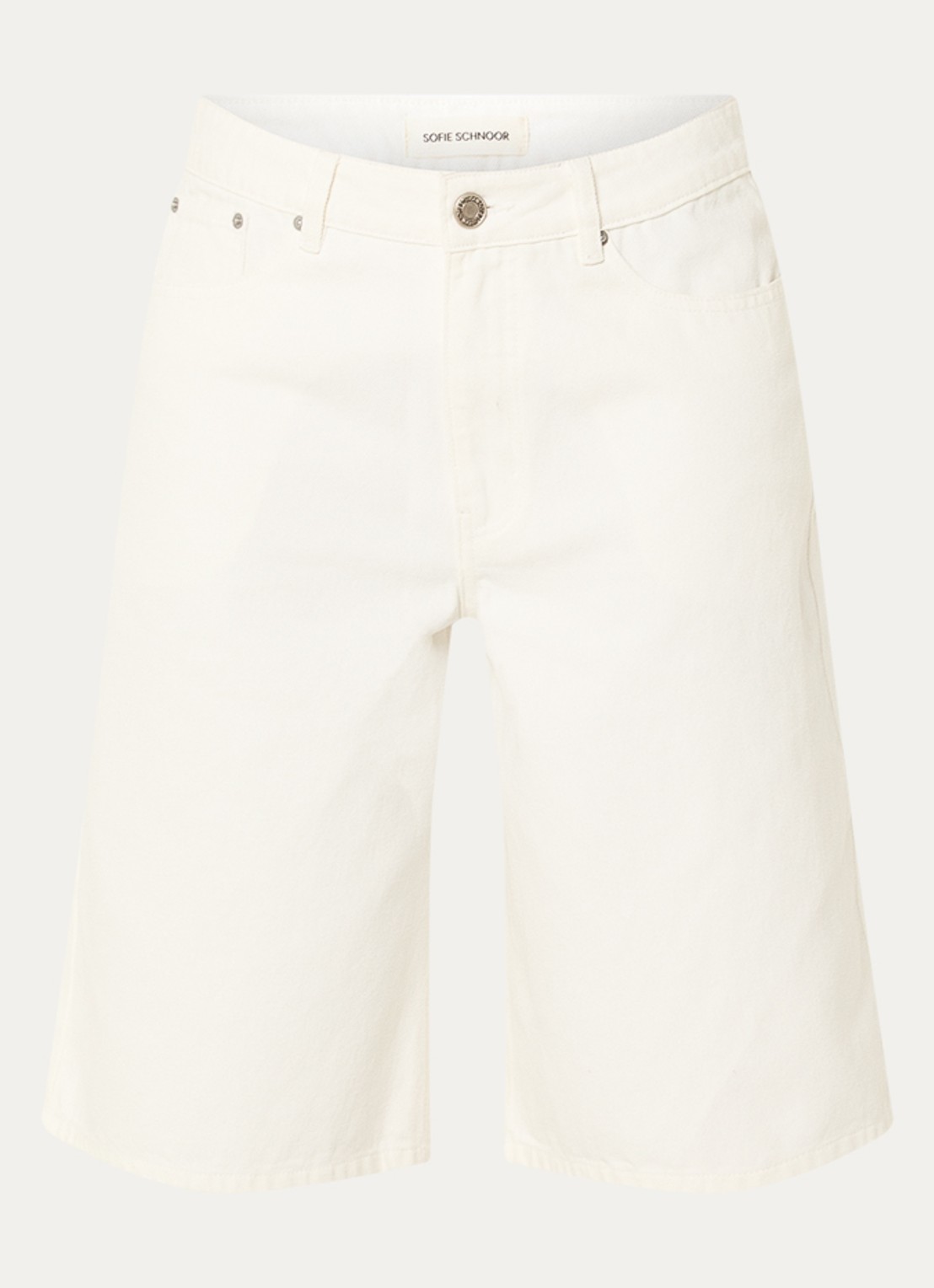 Sofie Schnoor Stokesw  mid waist wide leg jort met steekzakken - voorkant gebroken wit