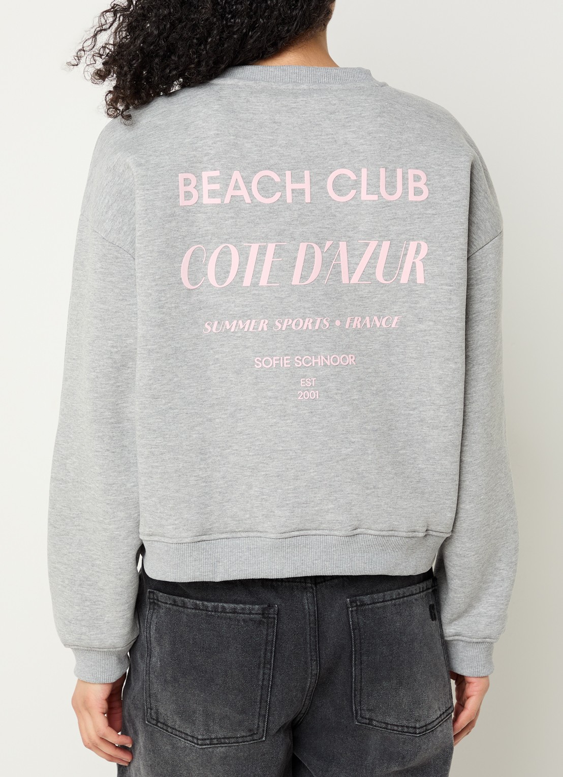 Sofie Schnoor Sweater met logo- en backprint - detail grijsmele