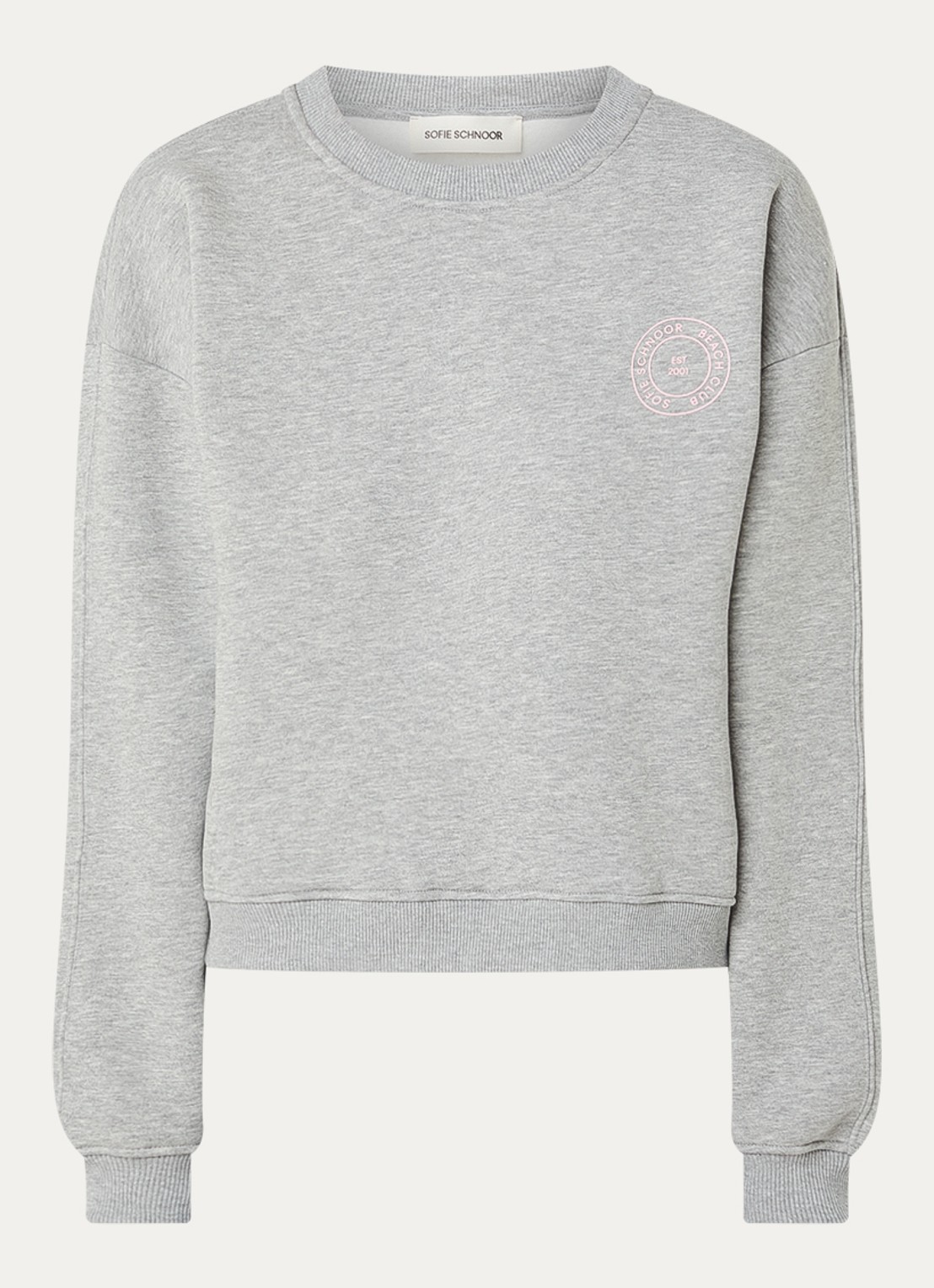 Sofie Schnoor Sweater met logo- en backprint - voorkant 3 grijsmele