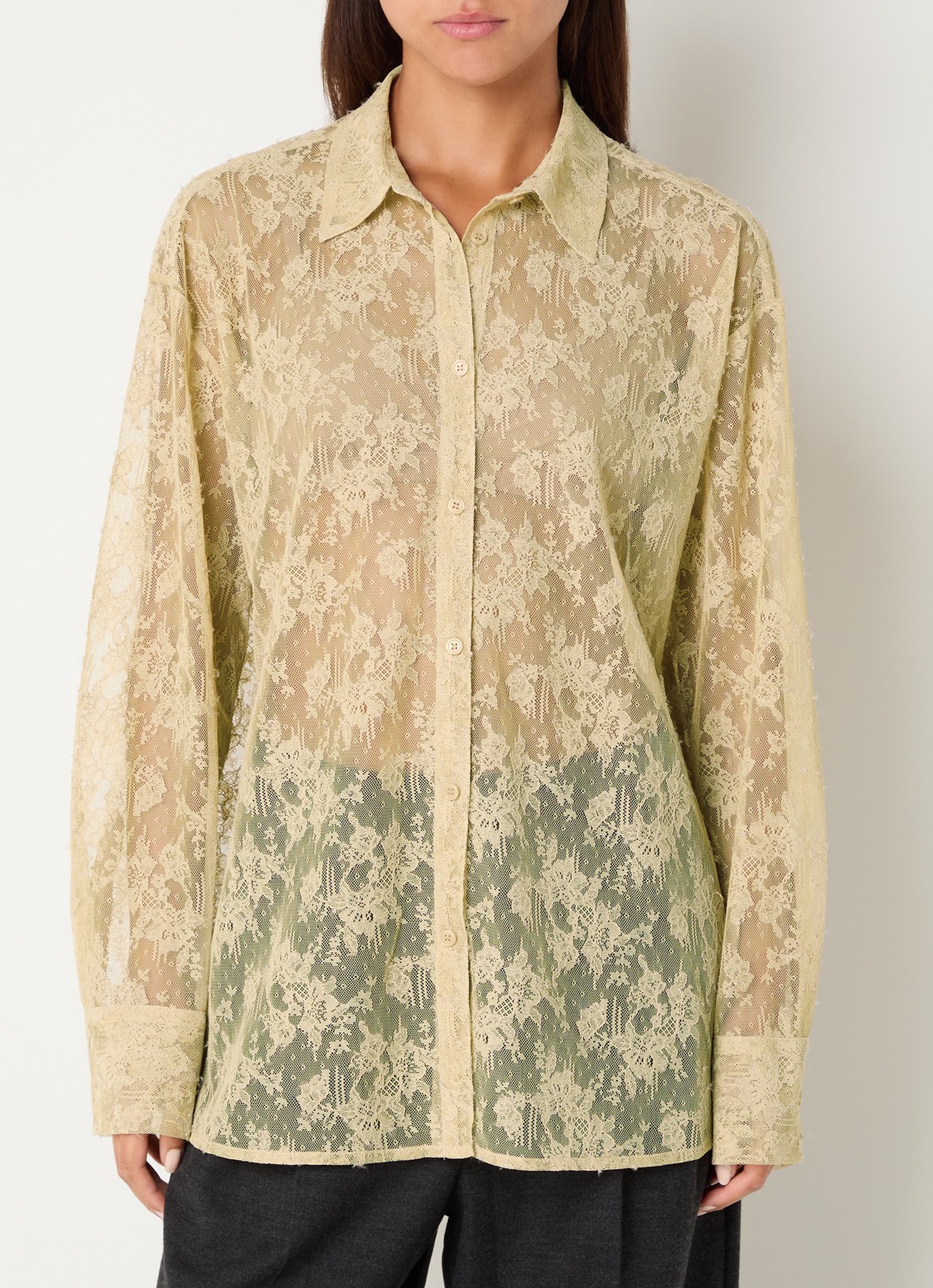 Sofie Schnoor Sylvine semi-transparante oversized blouse - detail 4 beige