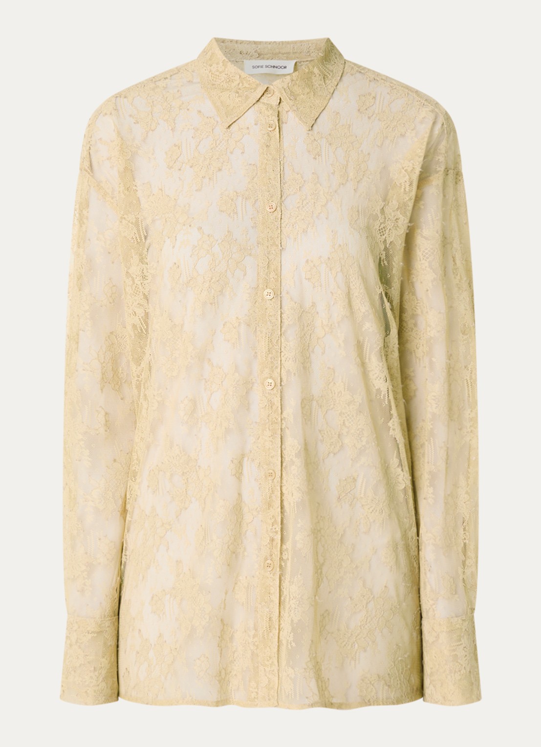 Sofie Schnoor Sylvine semi-transparante oversized blouse - voorkant beige