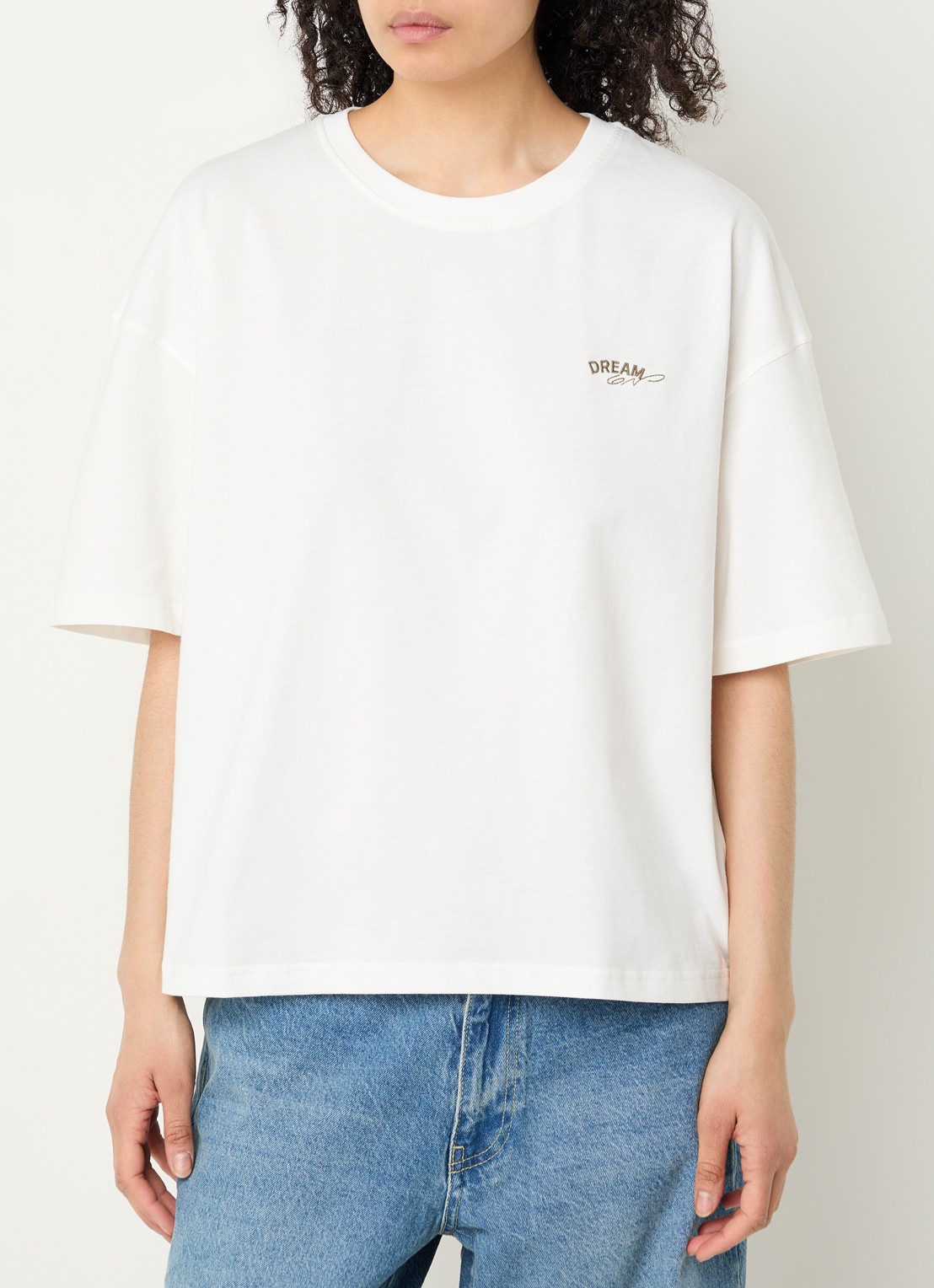 Sofie Schnoor T-shirt met logo- en backprint - achterkant gebroken wit