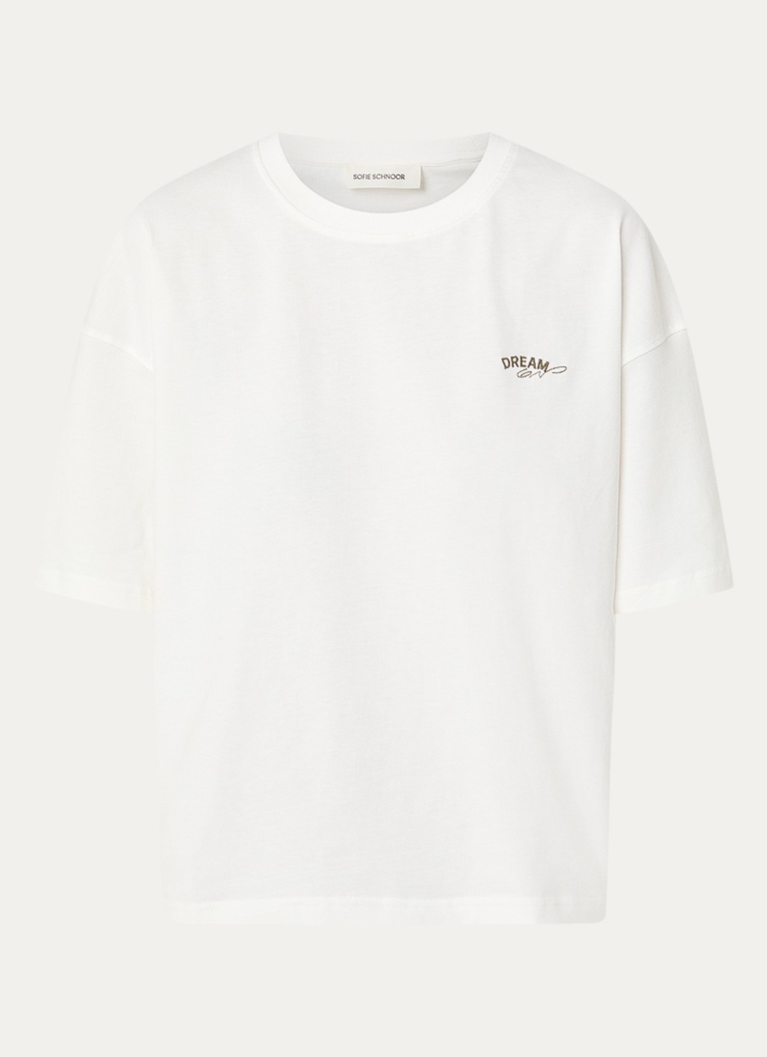 Sofie Schnoor T-shirt met logo- en backprint - voorkant 2 gebroken wit