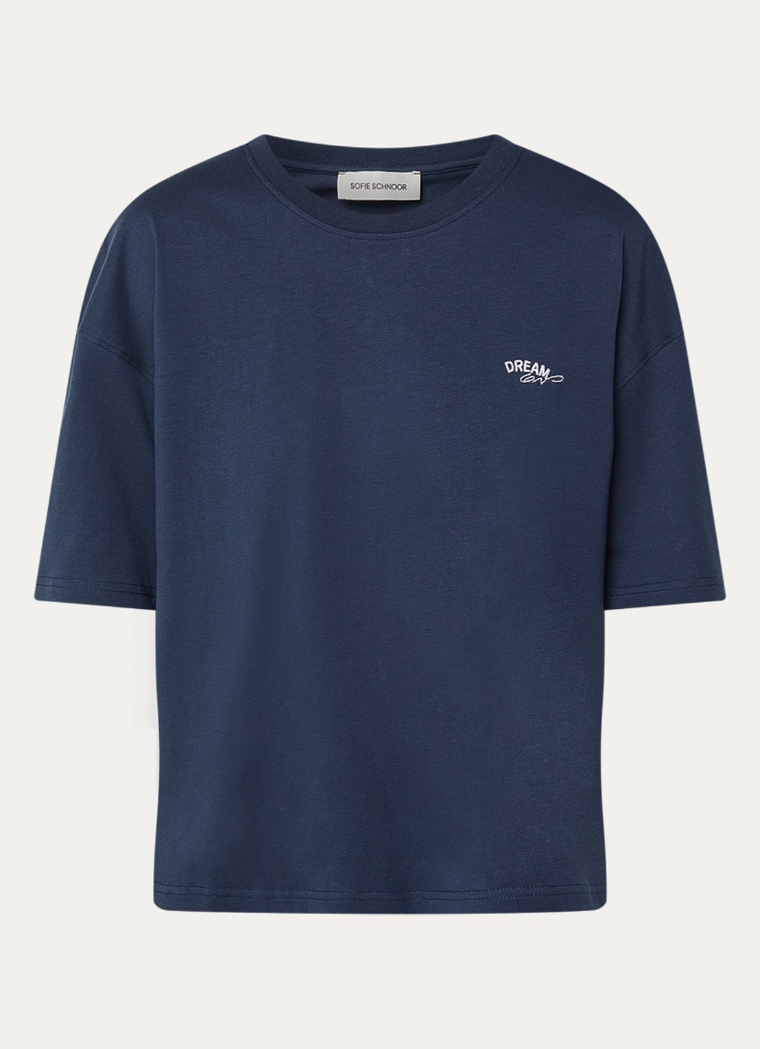 Sofie Schnoor T-shirt met logo- en backprint - voorkant donkerblauw