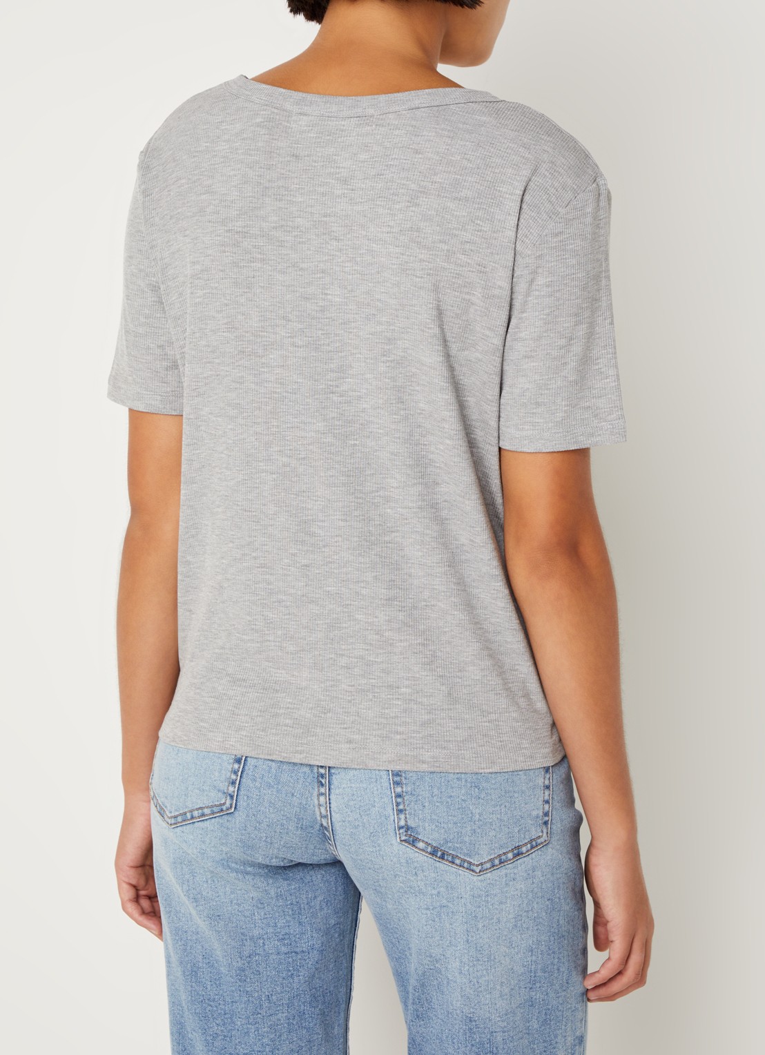 Sofie Schnoor T-shirt met ribstructuur  - achterkant 2 grijs