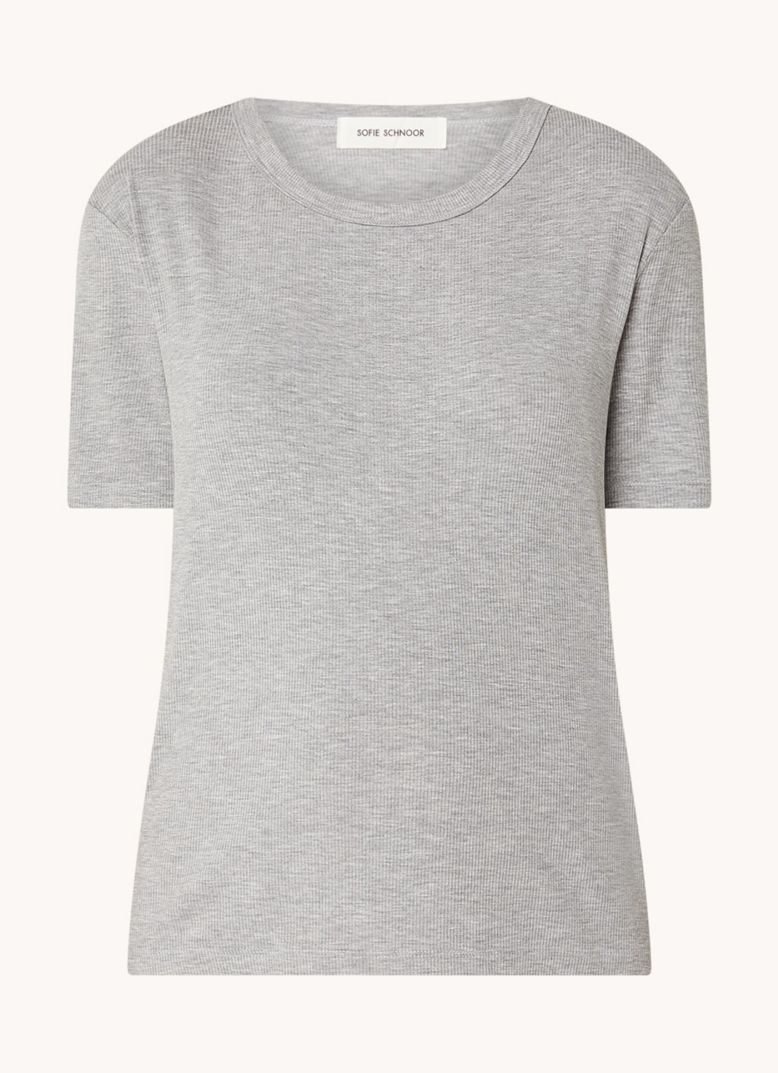 Sofie Schnoor T-shirt met ribstructuur  - voorkant 3 grijs
