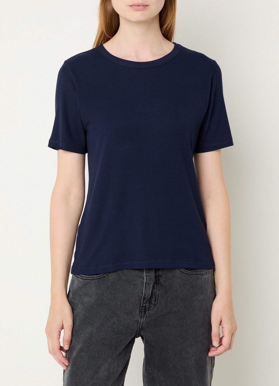 Sofie Schnoor T-shirt met ribstructuur  - detail 4 donkerblauw
