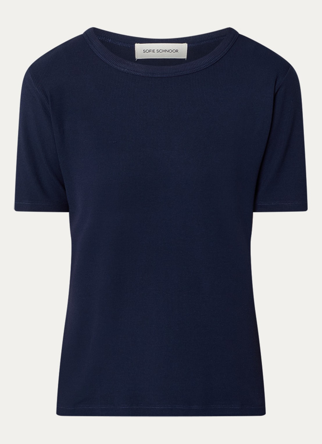 Sofie Schnoor T-shirt met ribstructuur  - voorkant 2 donkerblauw