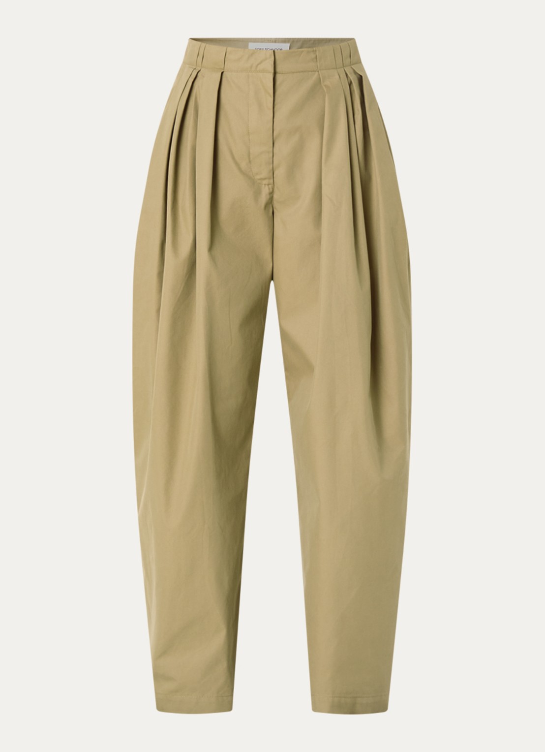 Sofie Schnoor Tamarasw mid waist balloon fit chino met plooidetail en steekzakken  - voorkant khaki