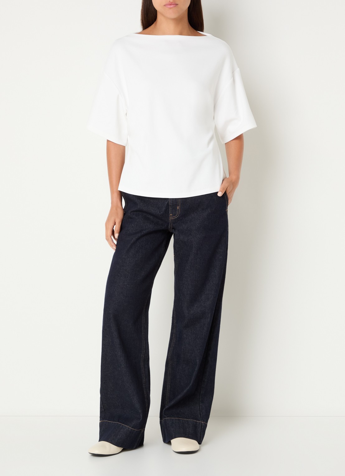 Sofie Schnoor Teasw T-shirt met boothals - voorkant 4 wit