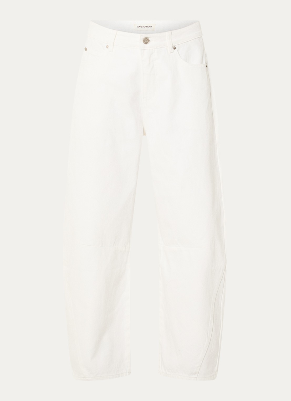 Sofie Schnoor Tomar high waist cropped wide leg jeans met gekleurde wassing - voorkant 2 gebroken wit