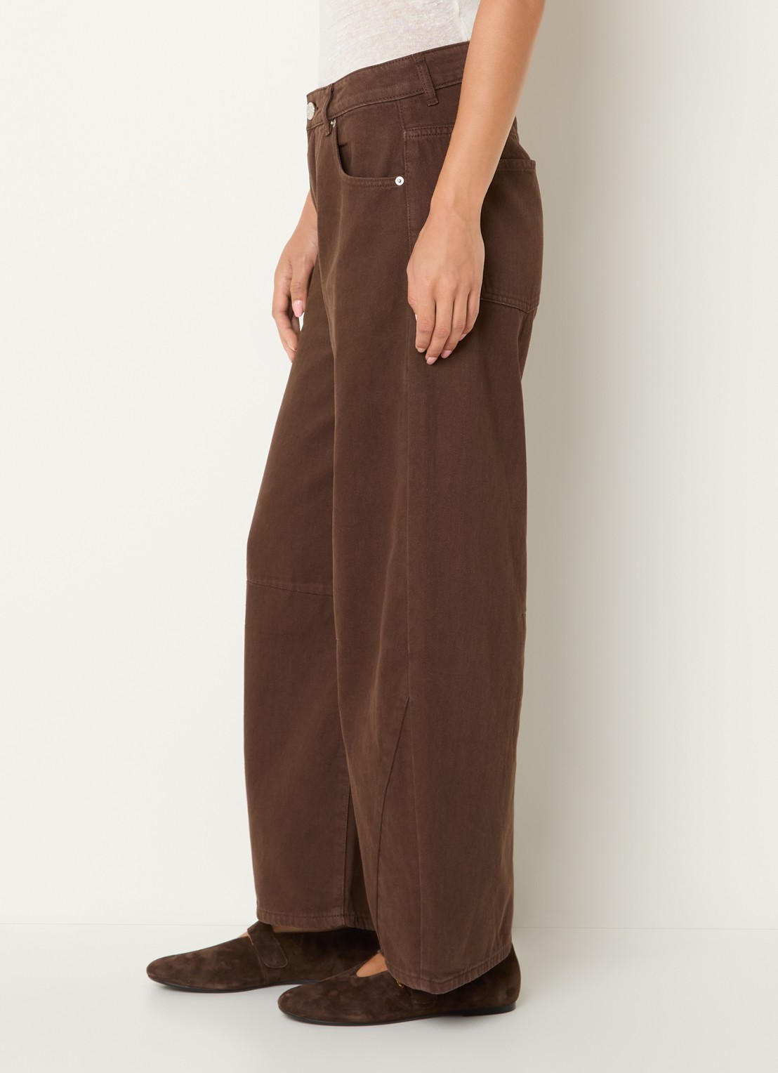 Sofie Schnoor Tomar high waist cropped wide leg jeans met gekleurde wassing - detail 5 donkerbruin