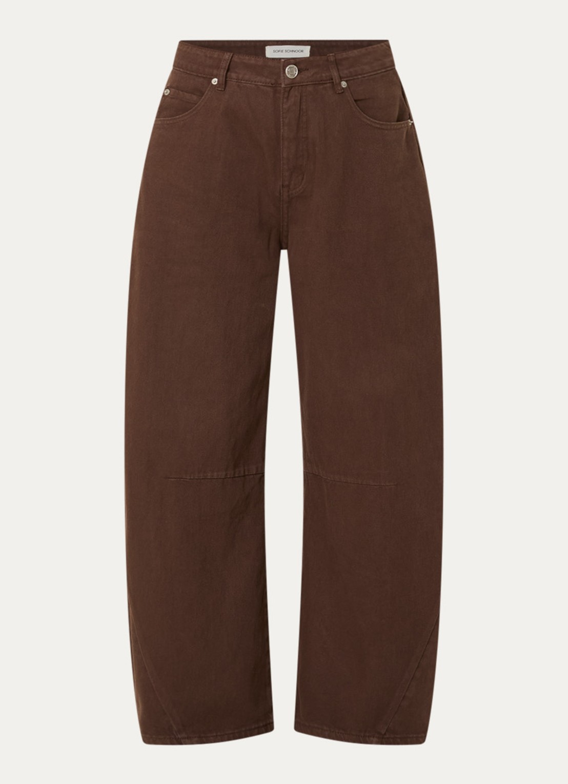 Sofie Schnoor Tomar high waist cropped wide leg jeans met gekleurde wassing - voorkant 2 donkerbruin
