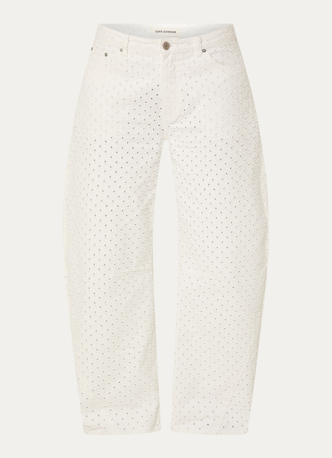 Sofie Schnoor Tomarsw mid waist balloon fit jeans met opengewerkt dessing - voorkant wit