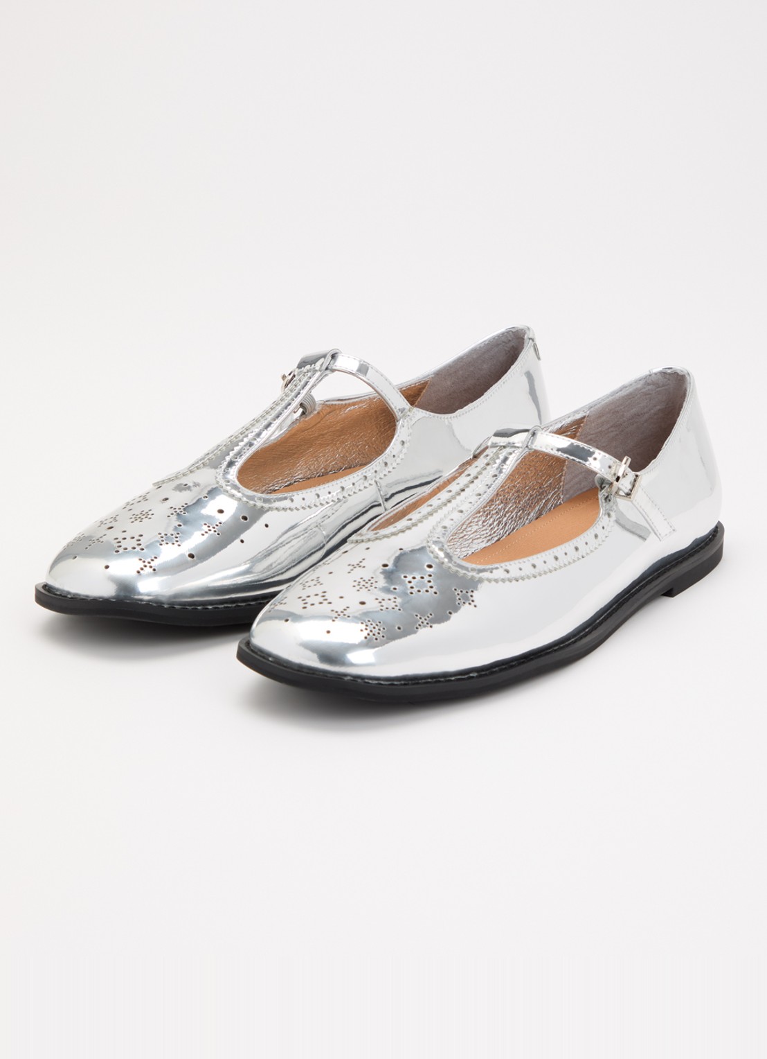 Sofie Schnoor Tora ballerina van leer met metallic finish - detail 3 zilver