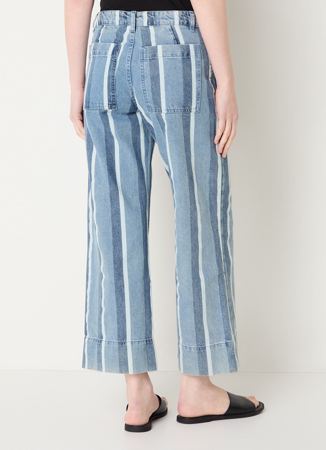 Sofie Schnoor Toulouse high waist straight leg cropped jeans met streepprint - achterkant indigo