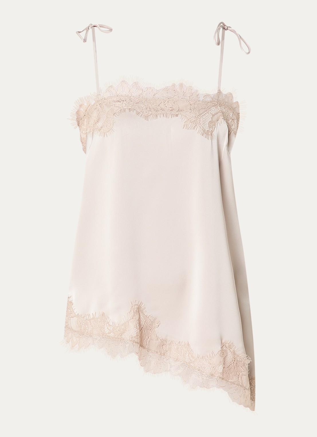 Sofie Schnoor Virasw tanktop van satijn met details van kant - voorkant 2 beige