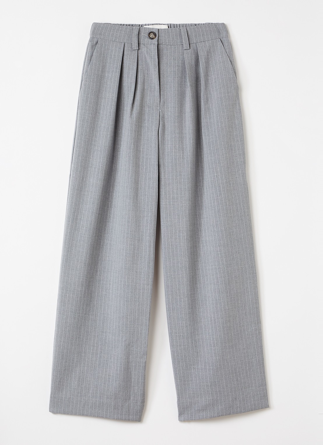 Sofie Schnoor Wide fit pantalon met krijtstreep - voorkant 2 grijs