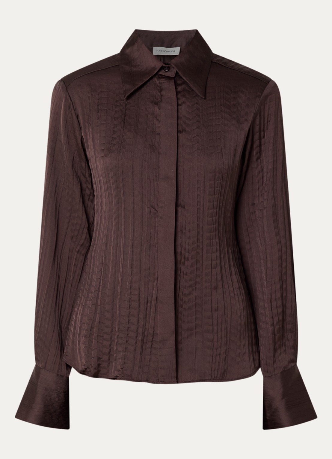 Sofie Schnoor Wildasw blouse met structuur - voorkant donkerbruin