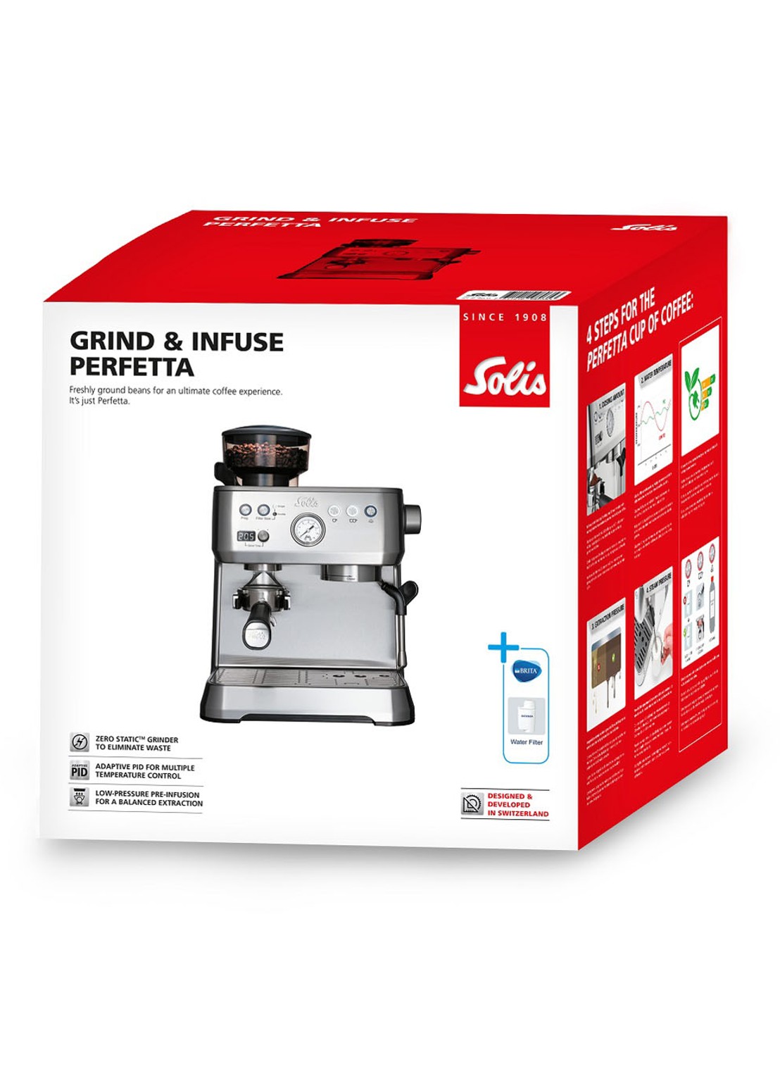 Solis Grind & Infuse Perfetta espressomachine 1019  - detail 5 zilver