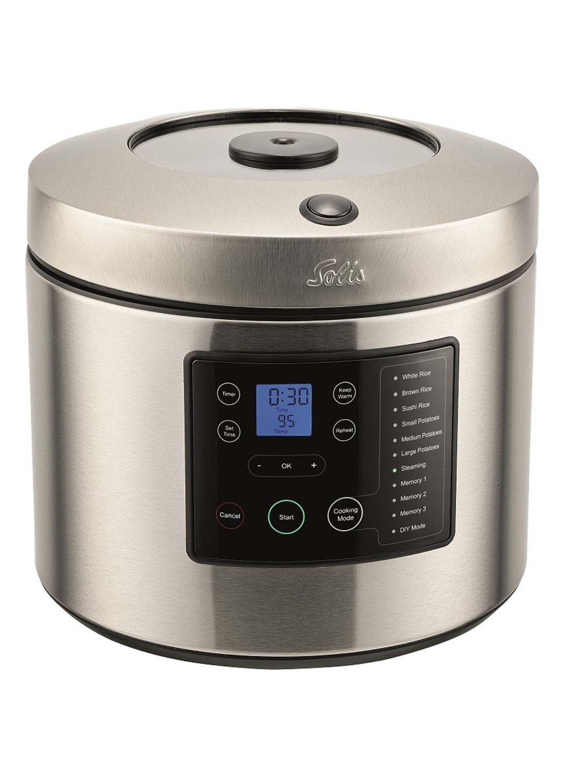 Solis Rice & Potato Cooker aardappel- en rijstkoker 8161  - voorkant 2 zilver