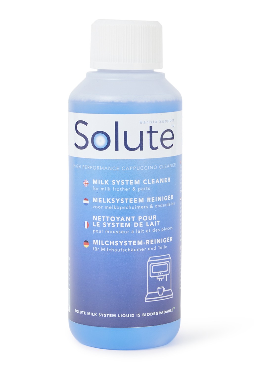 Solute Melksysteem reiniger 250 ml - voorkant blauw