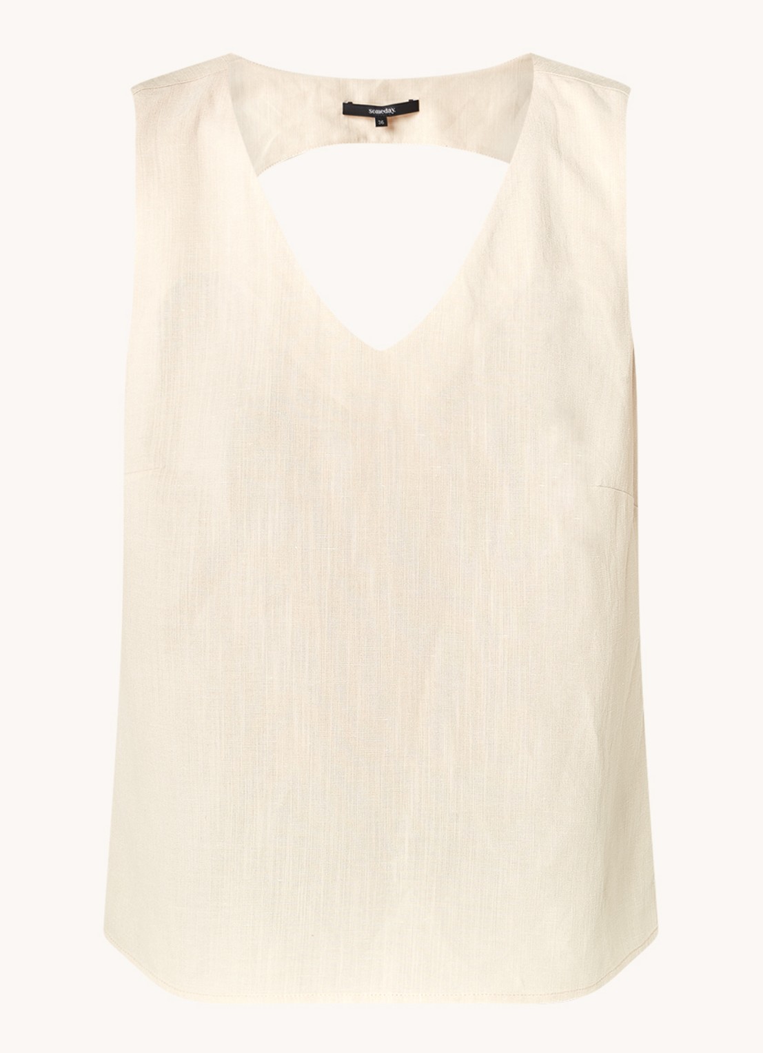 someday. Zimba top in linnenblend met V-hals - voorkant zand
