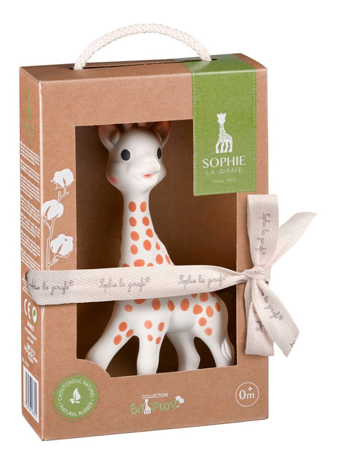Sophie de Giraf So Pure bijtring in geschenkdoos - voorkant 3 lichtbruin