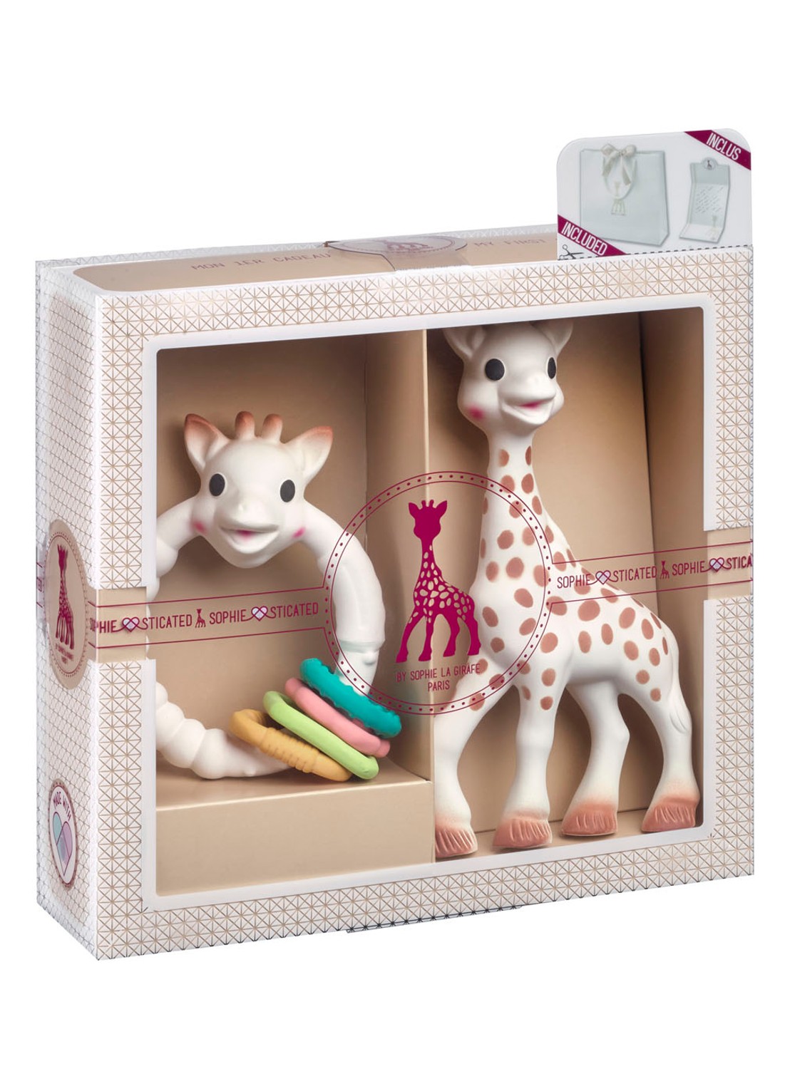 Sophie de Giraf Sophiesticated cadeauset small set van 6 - voorkant wit