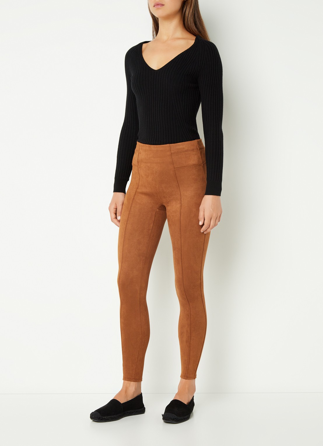 SPANX High waist legging van immitatiesuède  - voorkant 3 cognac