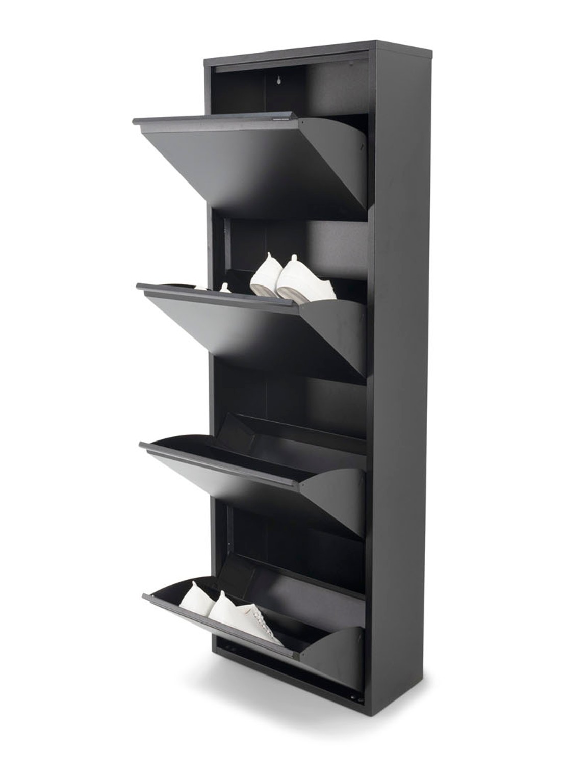 Spinder Billy 4 schoenenkast 150 x 50 cm - voorkant 7 zwart