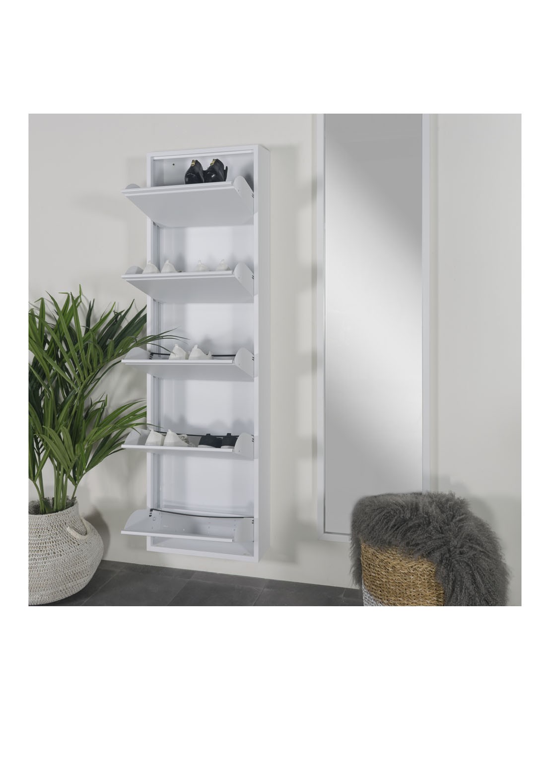 Spinder Billy 5 schoenenkast 50 x 50 x 170 cm - voorkant 5 wit