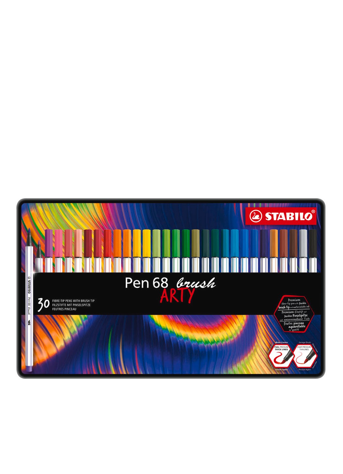Stabilo Pen 568 Arty brushsiften set van 30 - voorkant 6 multicolor