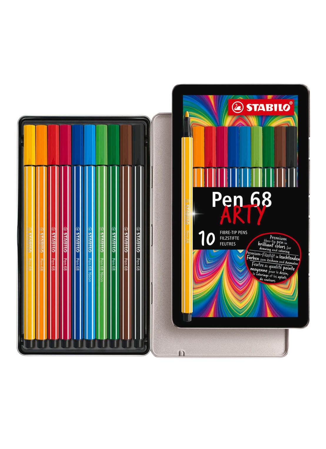 Stabilo Pen 68 Arty viltstiften set van 10  - voorkant 2 multicolor