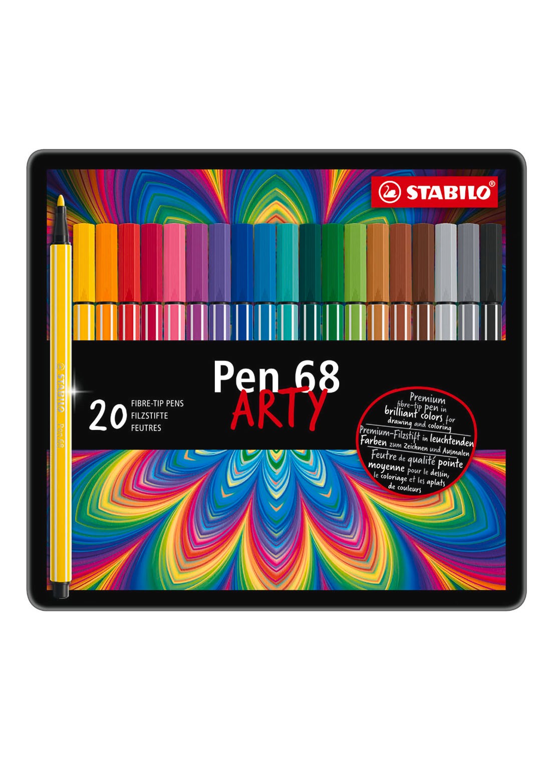 Stabilo Pen 68 Arty viltstiften set van 20 - voorkant 5 multicolor