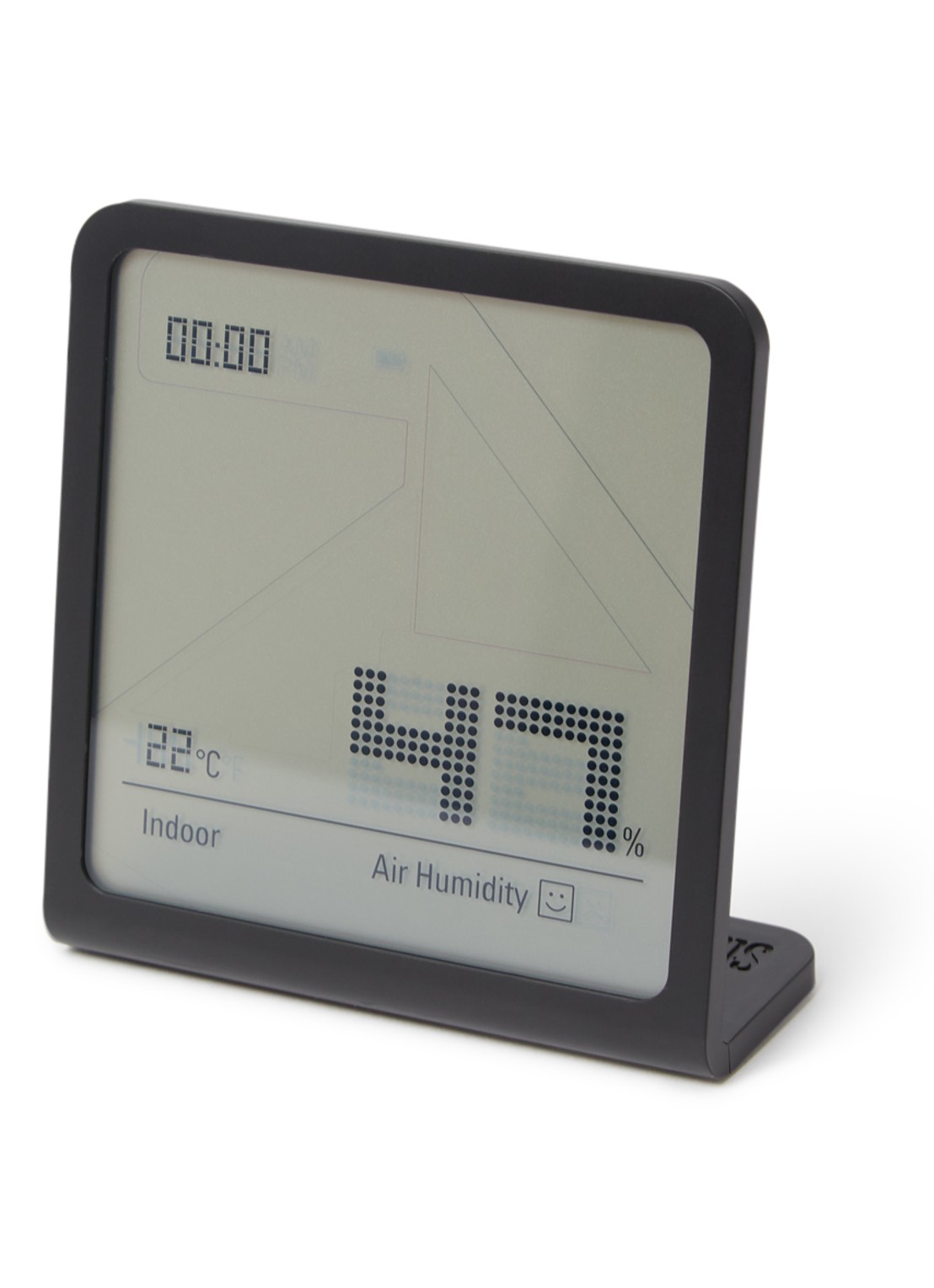 Stadler Form Selina digitale hygrometer met thermometer en klok - voorkant zwart